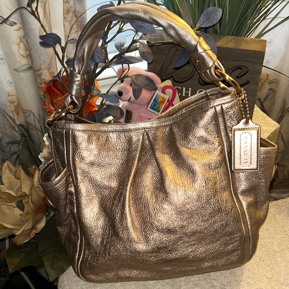 Coach Handbags - Coach Shimmering Bronze Leather Shoulder Bag🥳🥳❌❌
